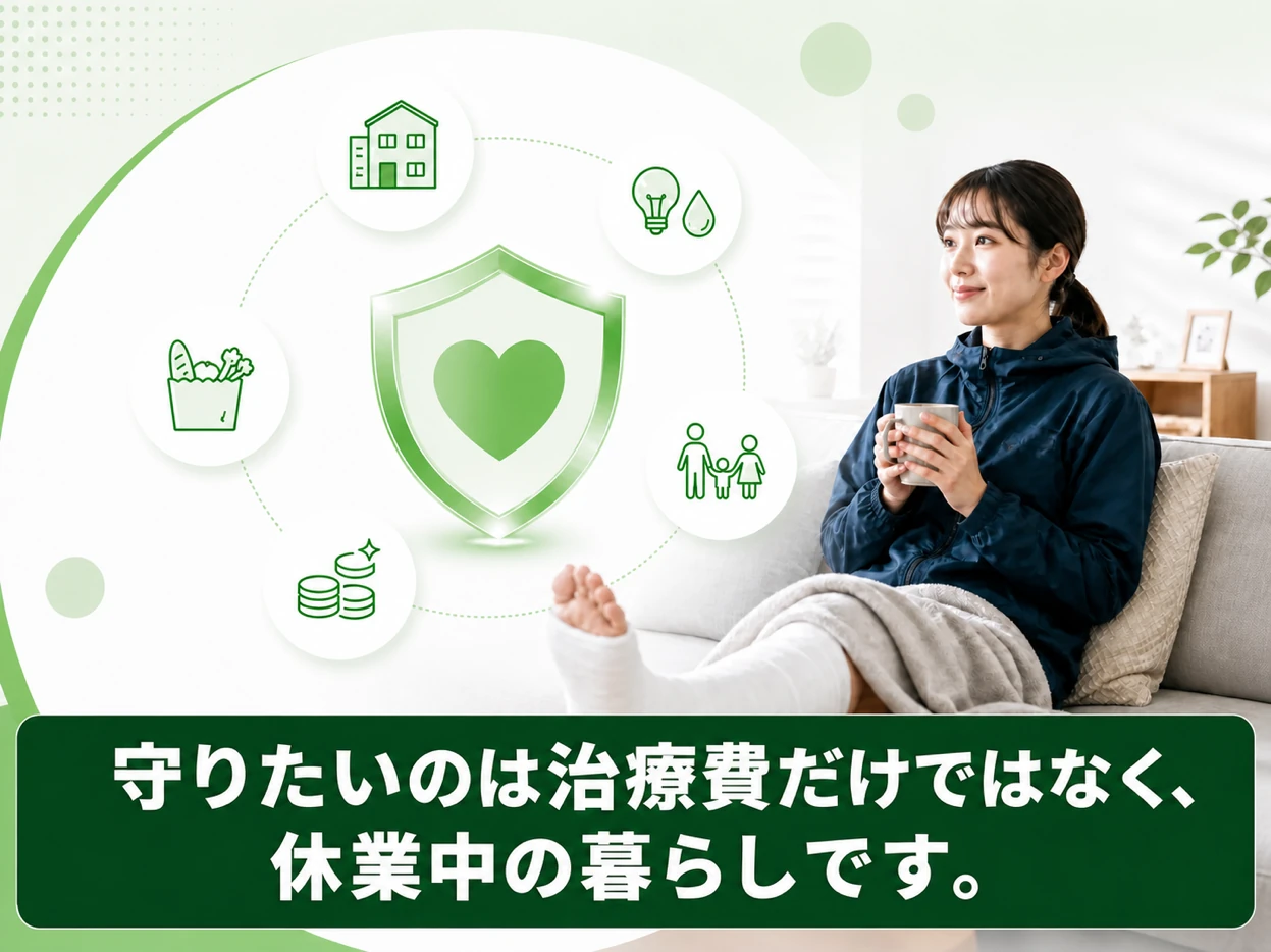 治療費だけでなく休業中の暮らしを守る大切さを伝える見出し画像